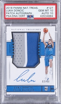 2018-19 Panini National Treasures Patch Autograph (RPA) #127 Luka Doncic Signed Patch Rookie Card (#83/99) - PSA GEM MT 10, PSA/DNA 10 "1 of 3!"